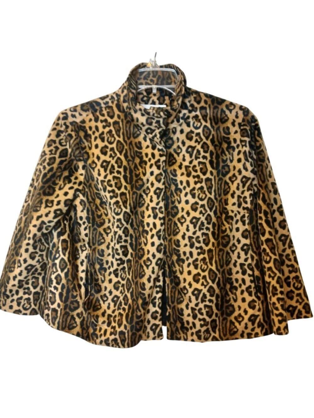 VTG Jaclyn Smith Leopard Print Jacket M Polyester Lined 3 Snap Open Front #L-51 - Picture 2 of 9